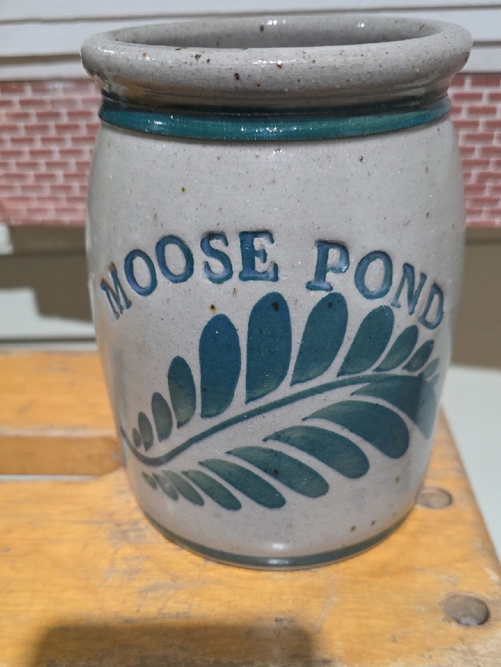 Moose Pond Blue Green Stoneware Crock
